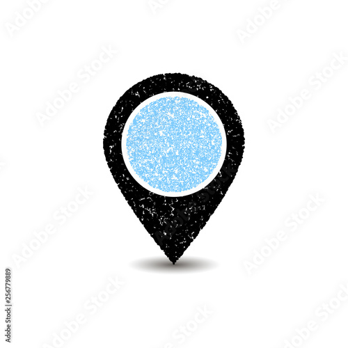 Black map pointer icon. GPS location symbol.