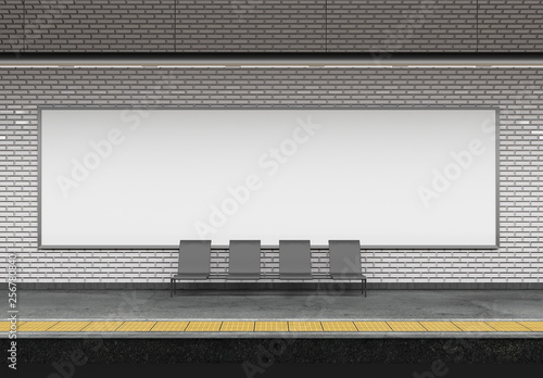 Mock up of an subway Billboard Advertisement - 3d rendering photo