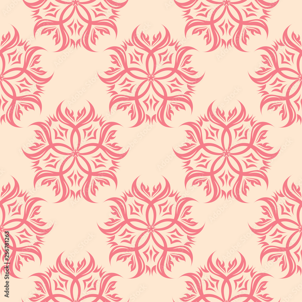 Floral seamless pattern. Pink and beige background Floral seamless pattern. Pink and beige background