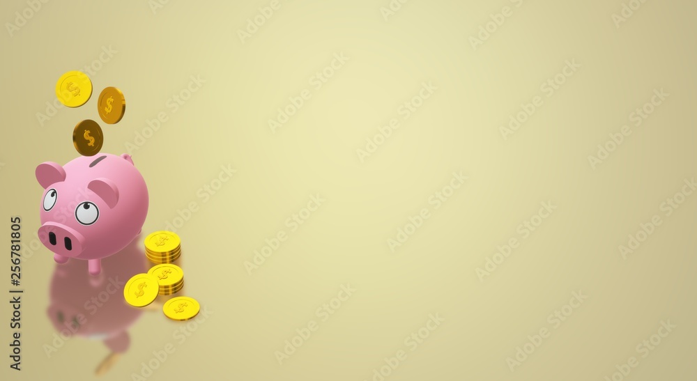 The Piggy bank coin 3d rendering for money content.. The Piggy bank coin 3d rendering for money content..