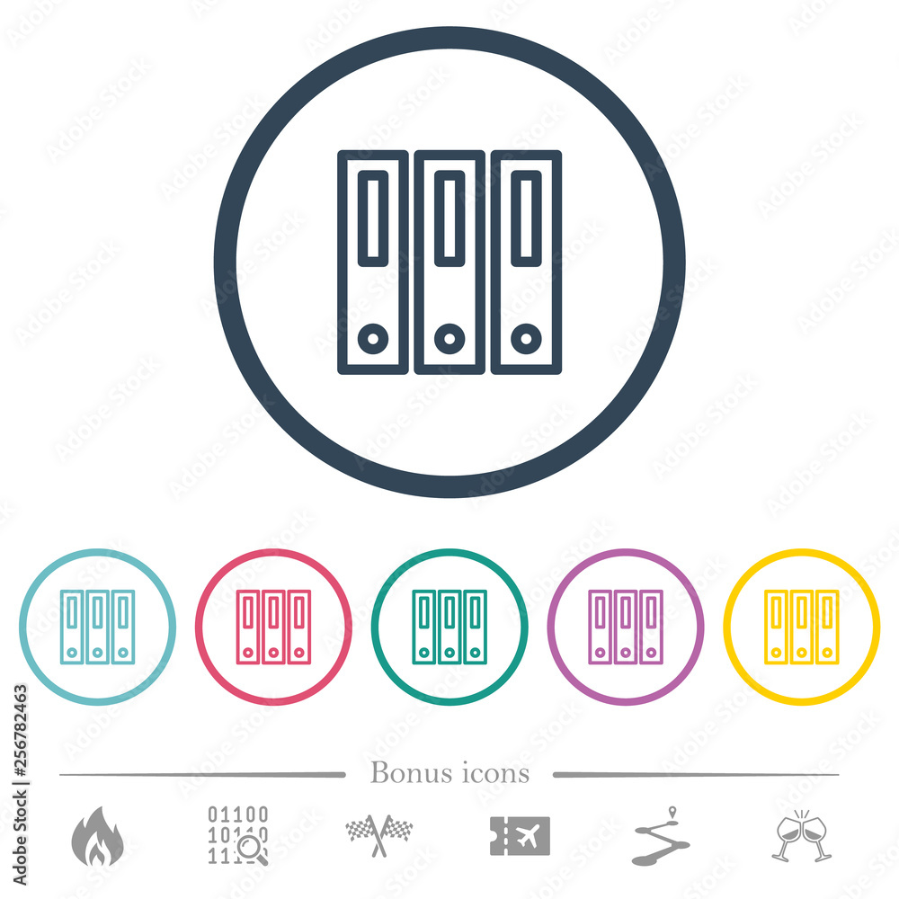 Binders flat color icons in round outlines Binders flat color icons in round outlines
