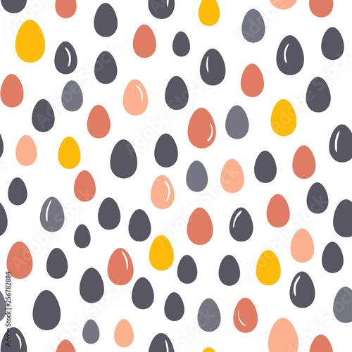 Seamless vector pattern with hand drawn colorful eggs. Vector background for Easter packaging, covers, cards, textile