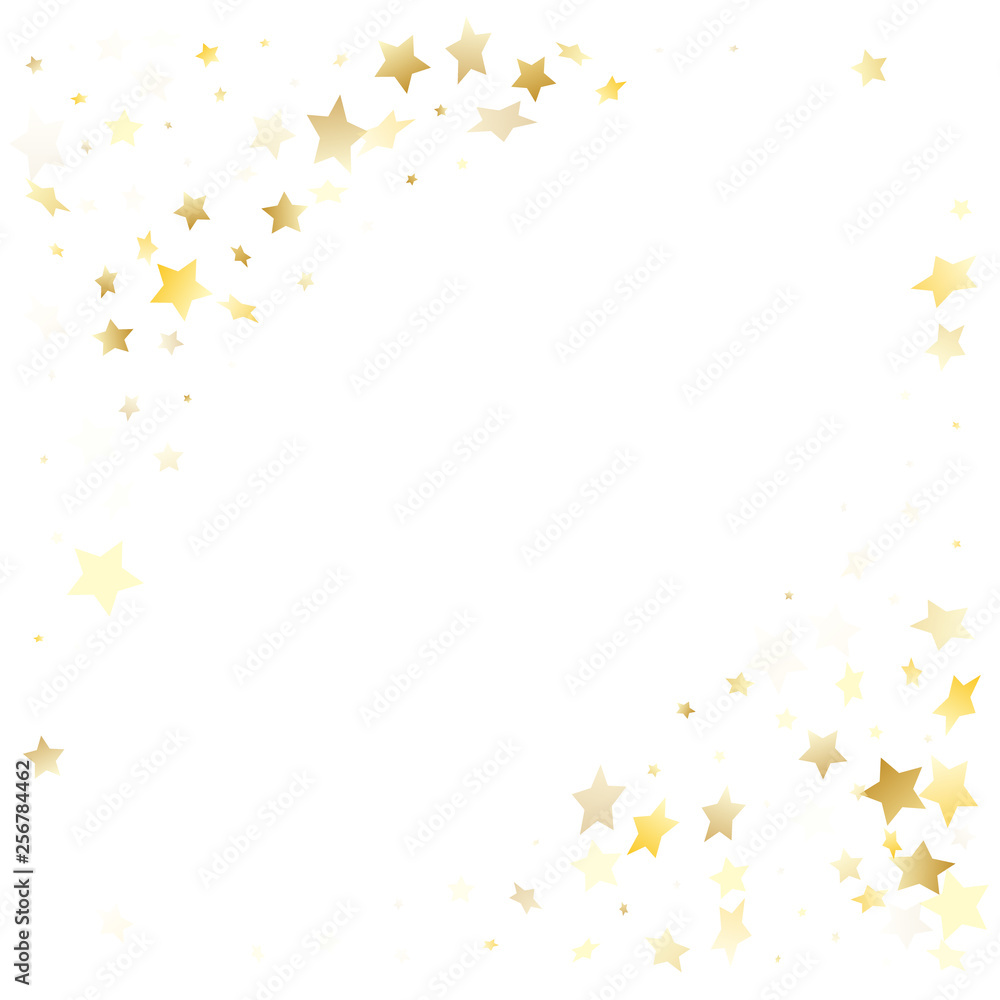 Obraz premium Flying gold star sparkle vector with white background.