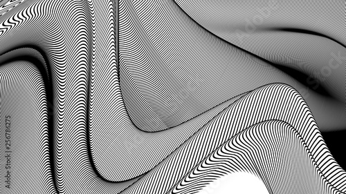 Vector 3d striped waves. Abstract composition, curve lines. Amazing three dimensional background for presentation, wallpaper, interior wall decor. Opical illusion. Vector without gradient