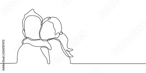 Father and his daughter continuous one line drawing vector design minimalsm style