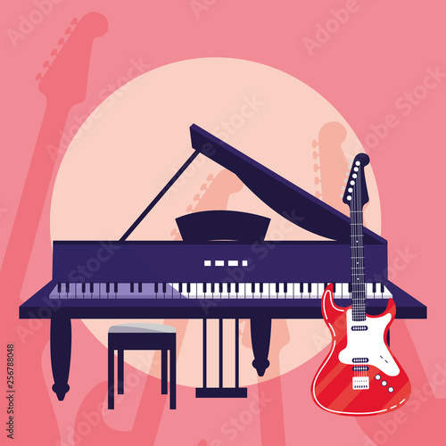 guitar electric and grand piano instruments musical