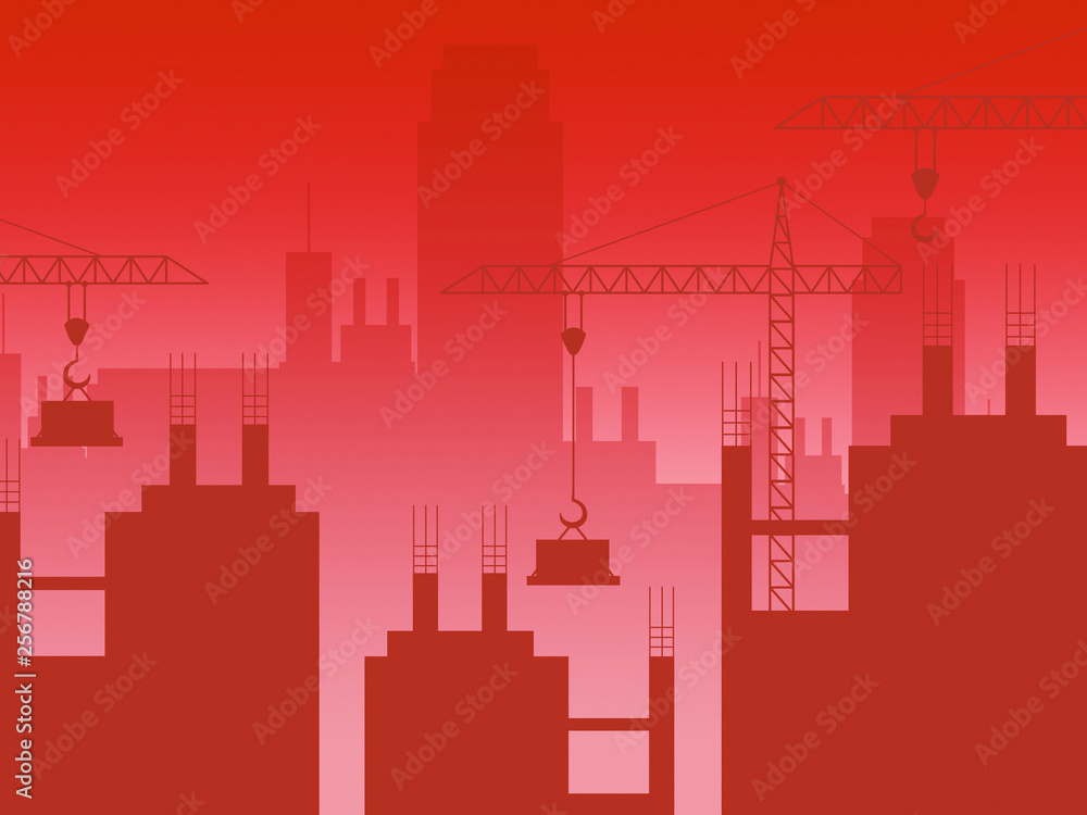 Commercial Real Estate Construction Represents Property Leasing Or Realestate Investment - 3d Illustration