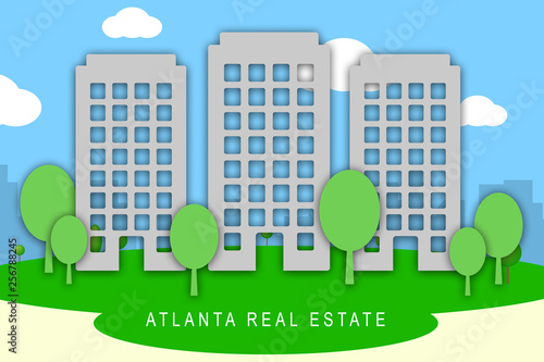 Atlanta Property Apartment Shows Real Estate Residential Buying 3d Illustration