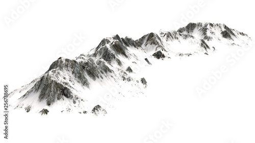 Snowy Mountains panorama - separated on white background