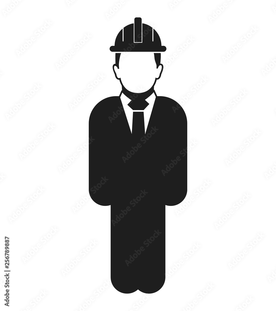 Standing  Engineer  Icon. Flat style vector EPS.
