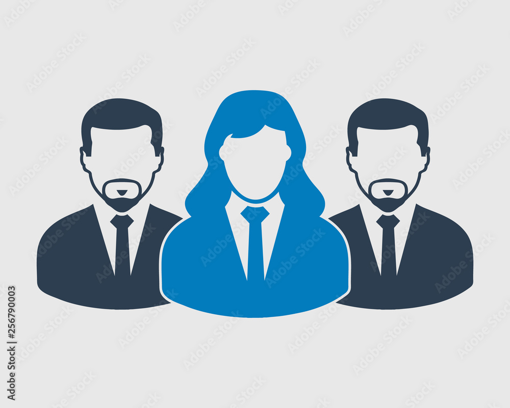 Corporate Team Icon. Employees behind the leader. Flat style vector EPS. Corporate Team Icon. Employees behind the leader. Flat style vector EPS.