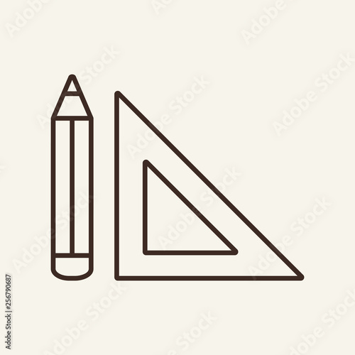 Pencil and ruler line icon
