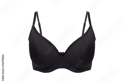 Beautiful black bra isolated on white background
