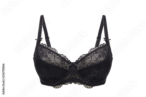 Beautiful black bra isolated on white background