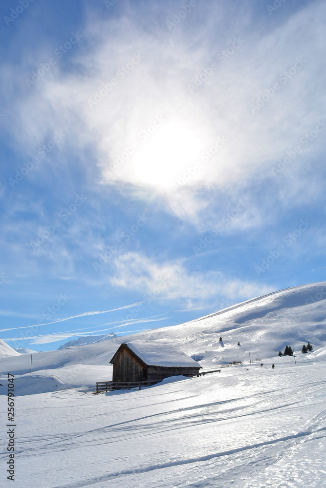 Fototapeta premium Mountain snow of blue sky clouds sunshine