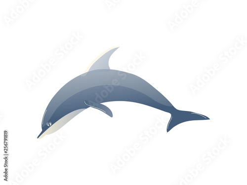 Cartoon dolphin on white background. Water life. © Happypictures