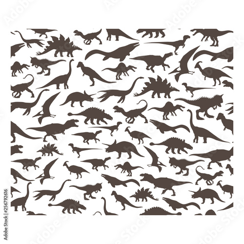 Vector pattern. Set of herbivores and carnivorous dinosaurs photo