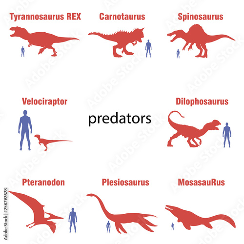 Vector image. Set of carnivorous dinosaurs
