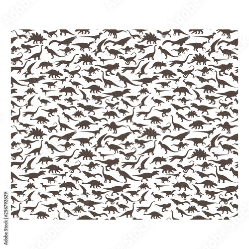 Vector pattern. Set of herbivores and carnivorous dinosaurs