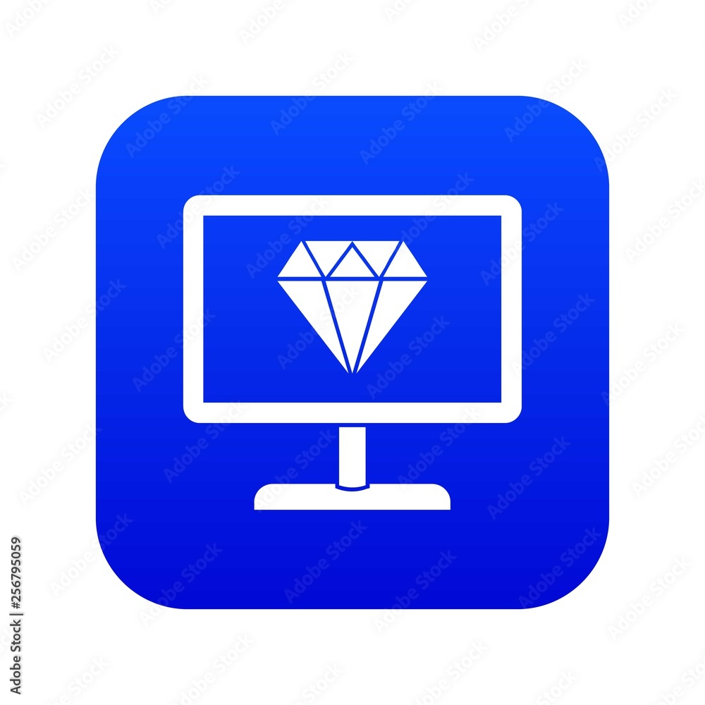 Screen with diamond icon digital blue for any design isolated on white vector illustration