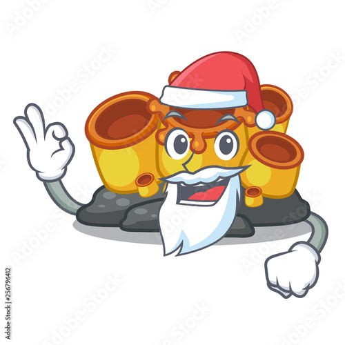 Santa orange sponge coral in shape mascot