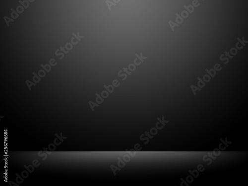Black and gray background. Abstract black background for web design templates, christmas, halloween, valentine, product studio room and business report with smooth gradient color. © PurMoon
