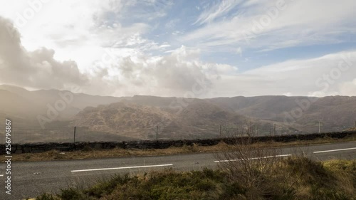 Timelapse. Clouds in Caha Pass, Ireland. photo