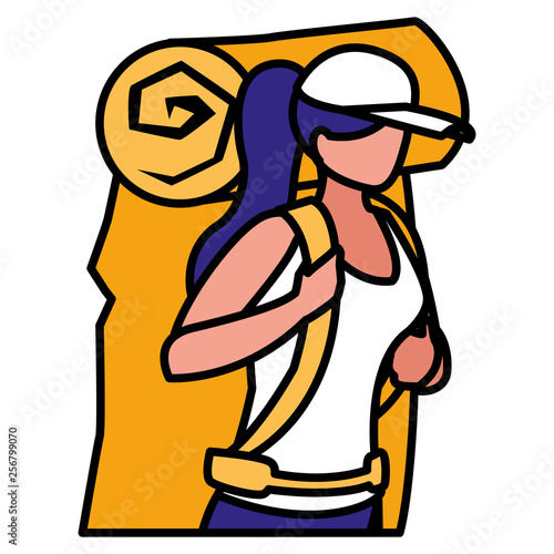 adventurous woman with travelbag