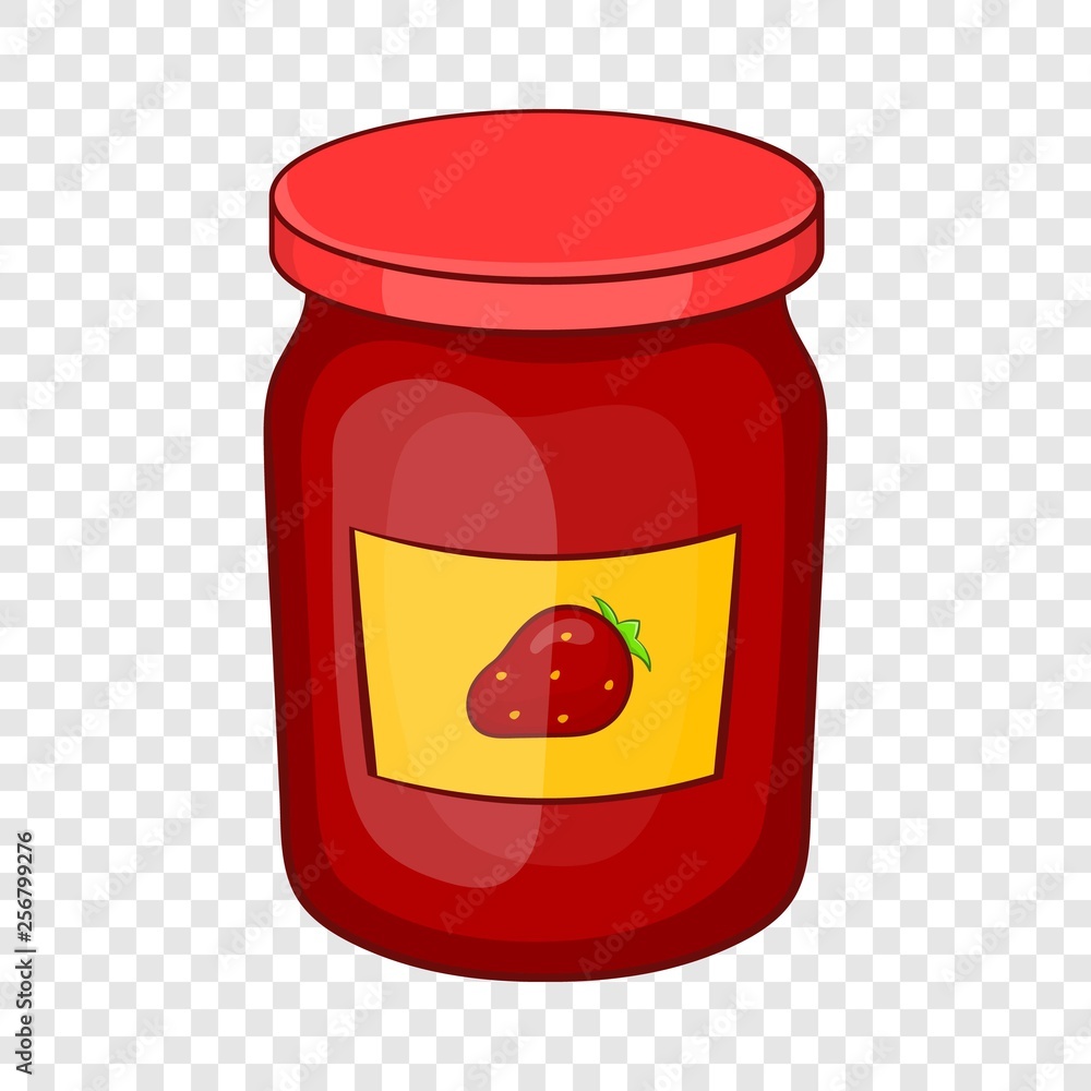 Jar of strawberry jam icon in cartoon style isolated on background for any web design Jar of strawberry jam icon in cartoon style isolated on background for any web design