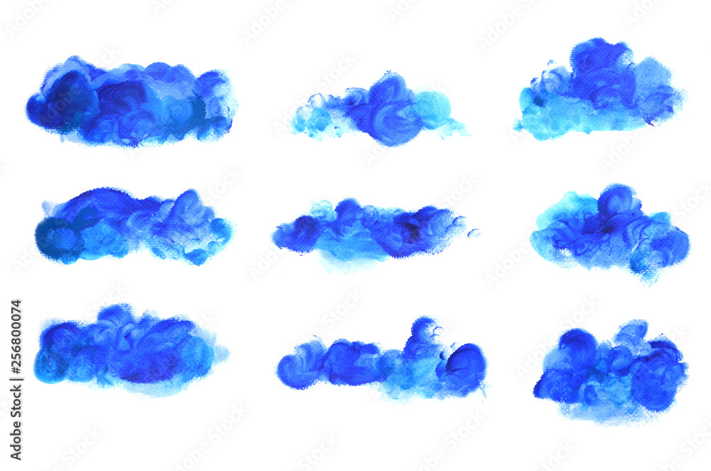 set of abstract watercolor splashes hand painted banner isolated set of abstract watercolor splashes hand painted banner isolated