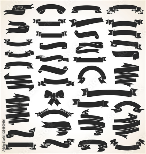 A collection of various black ribbons vector illustration
