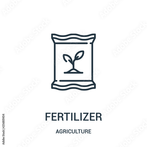 fertilizer icon vector from agriculture collection. Thin line fertilizer outline icon vector illustration. Linear symbol for use on web and mobile apps, logo, print media.