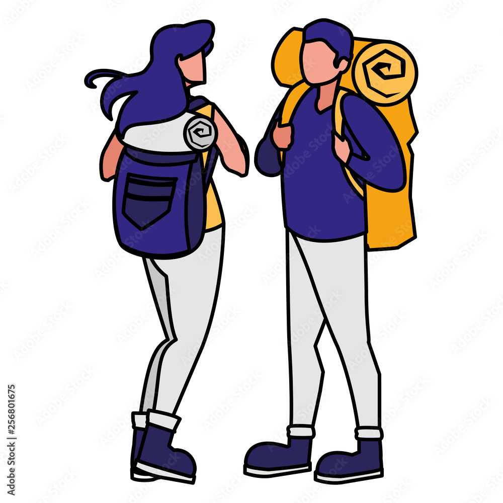 adventurous couple with travelbag adventurous couple with travelbag