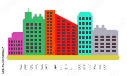 Boston Real Estate Apartments Represent Property In Massachusetts 3d Illustration
