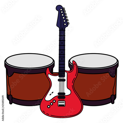 guitar electric and timbals instruments photo