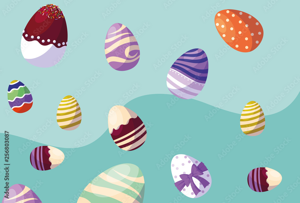 happy easter eggs painted pattern