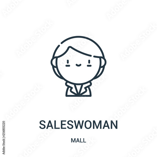 saleswoman icon vector from mall collection. Thin line saleswoman outline icon vector illustration. Linear symbol for use on web and mobile apps, logo, print media.