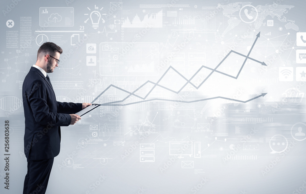 Adviser standing and presenting economical results of a global company
Adviser standing and presenting economical results of a global company