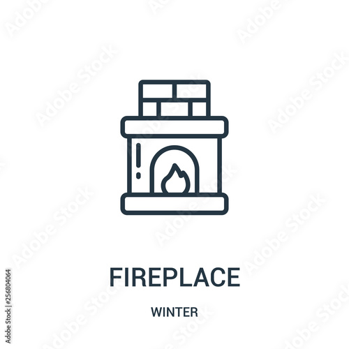 fireplace icon vector from winter collection. Thin line fireplace outline icon vector illustration. Linear symbol for use on web and mobile apps, logo, print media.