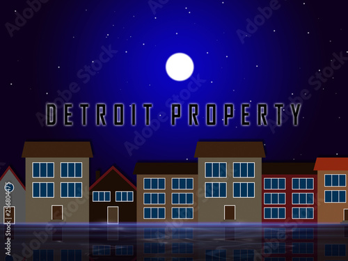 Fototapeta Naklejka Na Ścianę i Meble -  Detroit Real Estate Street Depicts Residential Buying In Colorado - 3d Illustration