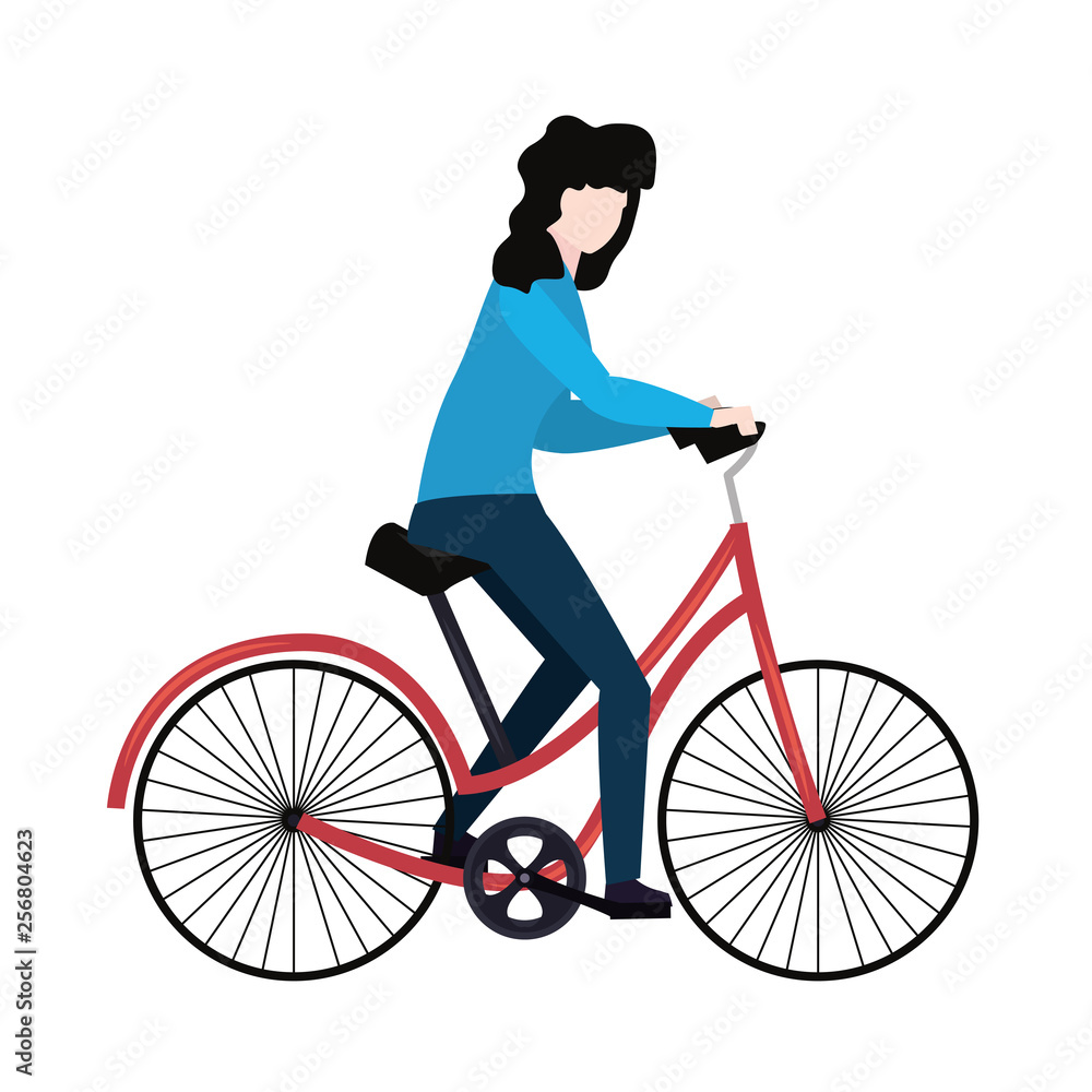 Fototapeta premium woman riding bicycle