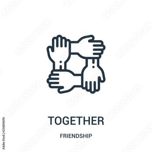 together icon vector from friendship collection. Thin line together outline icon vector illustration. Linear symbol for use on web and mobile apps, logo, print media.