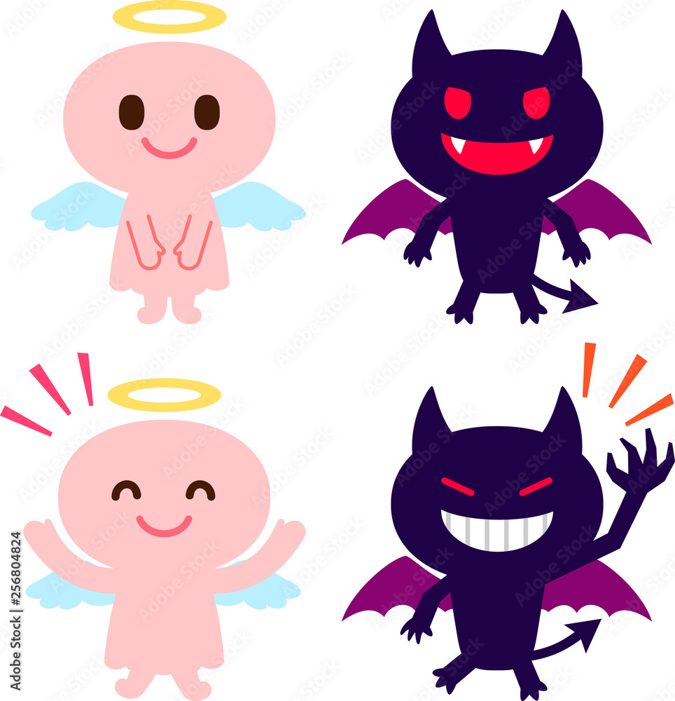 かわいい天使と悪魔のキャラクター かわいい天使と悪魔のキャラクター