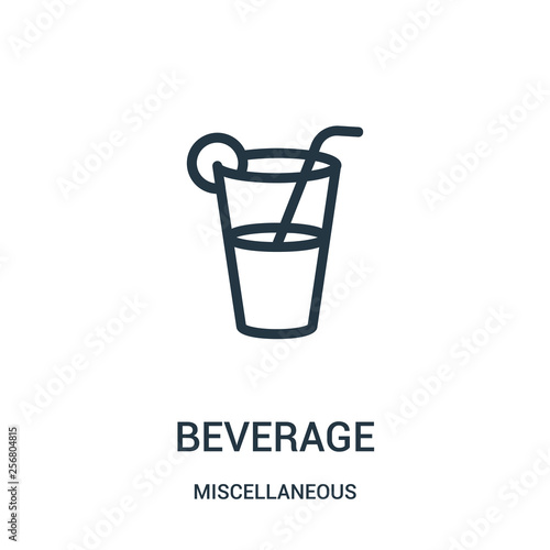 beverage icon vector from miscellaneous collection. Thin line beverage outline icon vector illustration. Linear symbol for use on web and mobile apps, logo, print media.