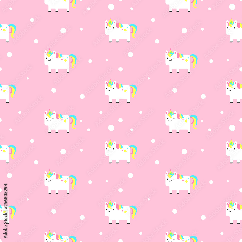 cute kawaii unicorn seamless pattern wallpaper Stock Vector | Adobe Stock