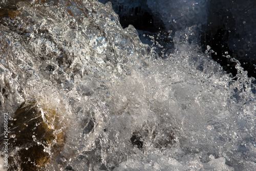 Texture of boiling water, waterfall, mountain river, © plysuikvv