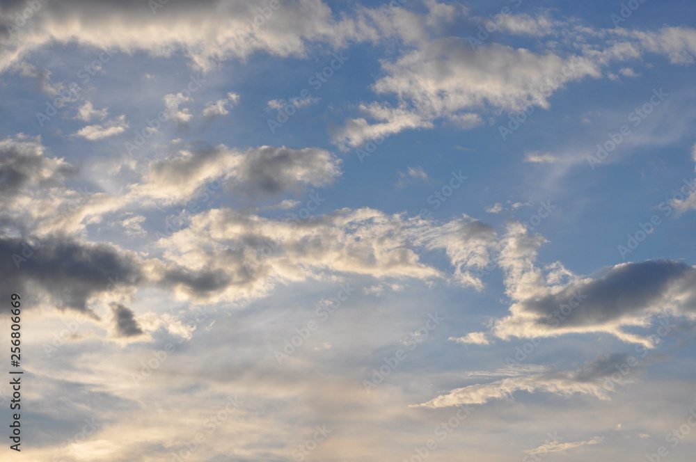 Blue sky with gray clouds