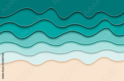paper cut sea, vector  background