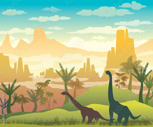 Dinosaurs and prehistoric nature.