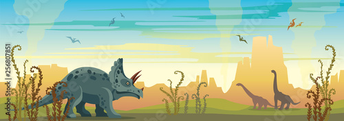 Dinosaurs and prehistoric nature.